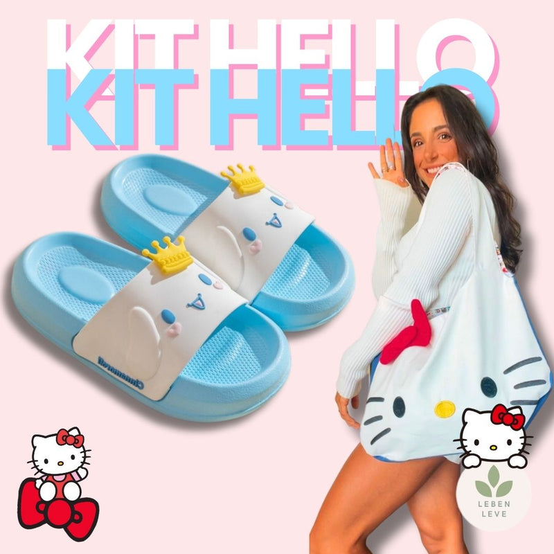 Kit Charmoso - Chinelo + Bolsa Hello Kitty Charmosa