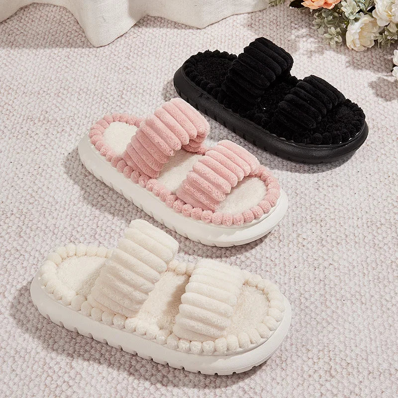 Chinelo Pantufa Feminino Confortável de Algodão Monocromático