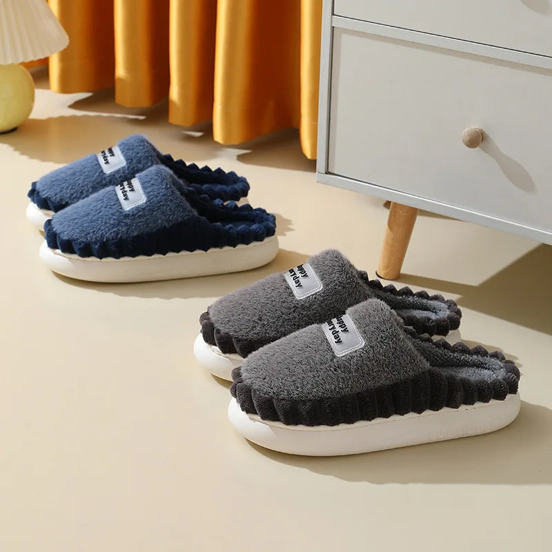 Chinelo Masculino de Algodão Pantufa Sola Grossa Para Inverno