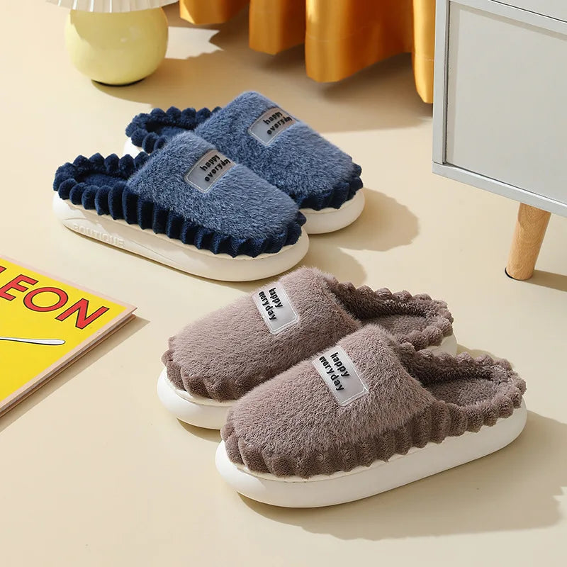 Chinelo Masculino de Algodão Pantufa Sola Grossa Para Inverno