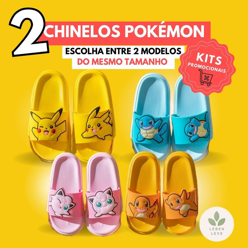 Kit 2 Chinelos Pokemon - So Soft (Squirtle, Jyglipuff, Charmander, Pikachu)