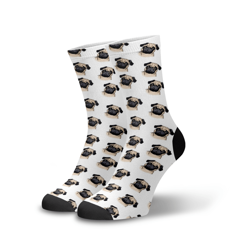 Meia Cano Estampada Alto Pugs