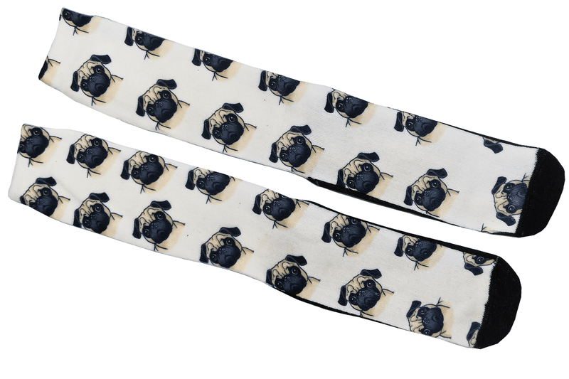 Meia Cano Estampada Alto Pugs