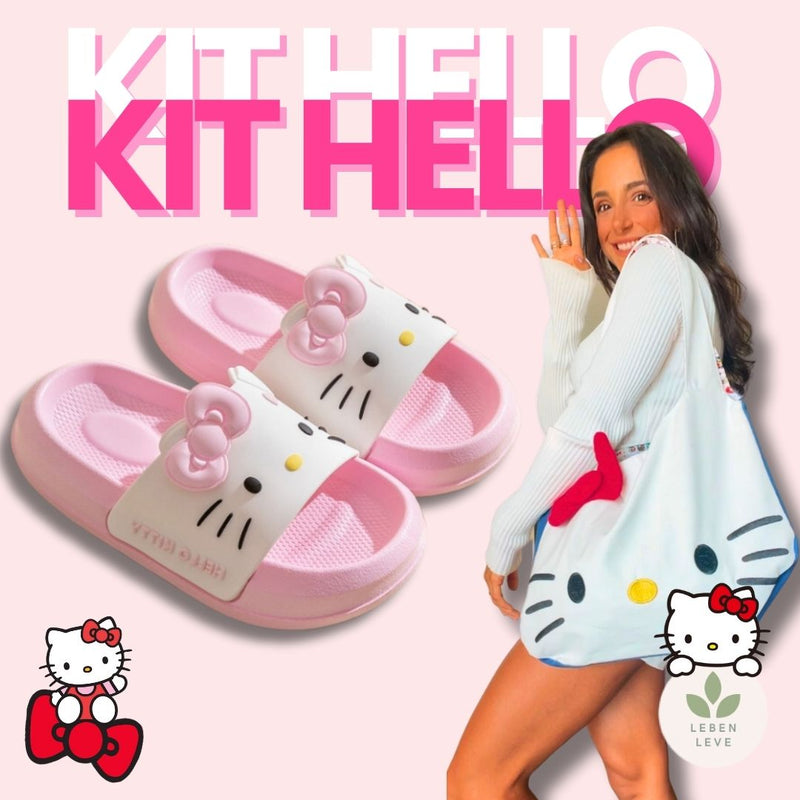 Kit Charmoso - Chinelo + Bolsa Hello Kitty Charmosa