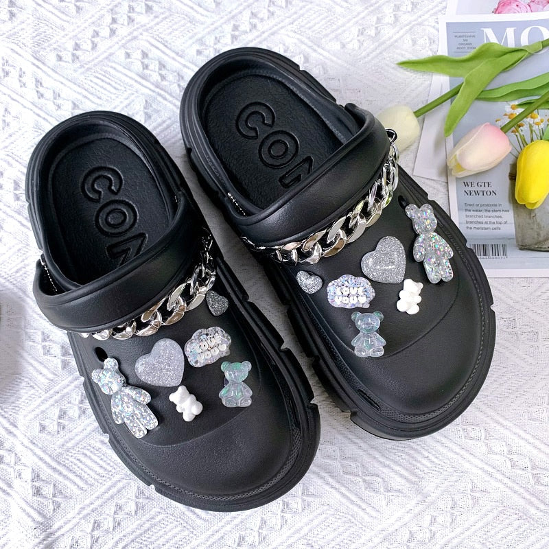 Crocs Divertido Personalizado Corrente Prata