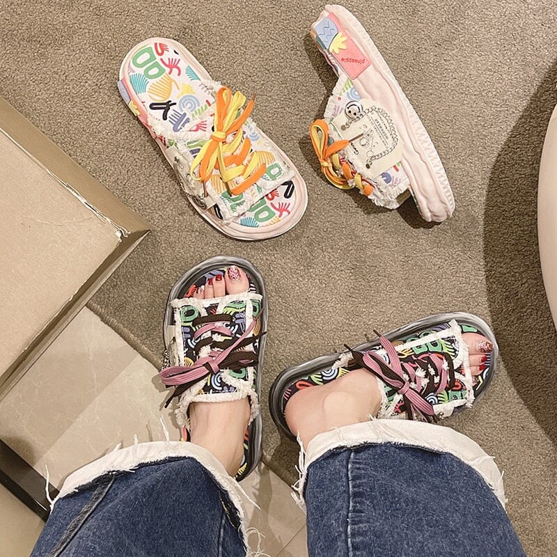 Chinelo Estilo Verão Fashion Grafiti Kawaii