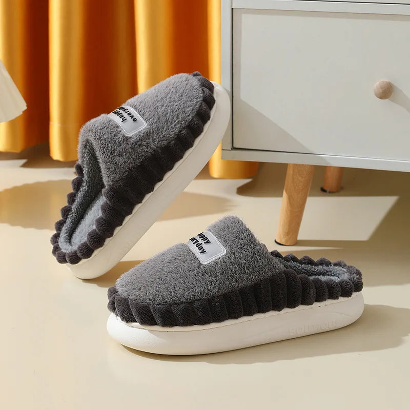 Chinelo Masculino de Algodão Pantufa Sola Grossa Para Inverno