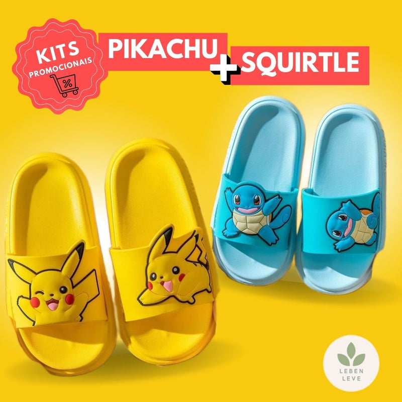 Kit 2 Chinelos Pokemon - So Soft (Squirtle, Jyglipuff, Charmander, Pikachu)