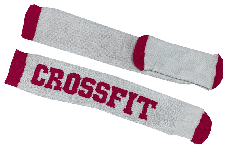 Meião para Crossfit 3/4 Branco com Borda rosa